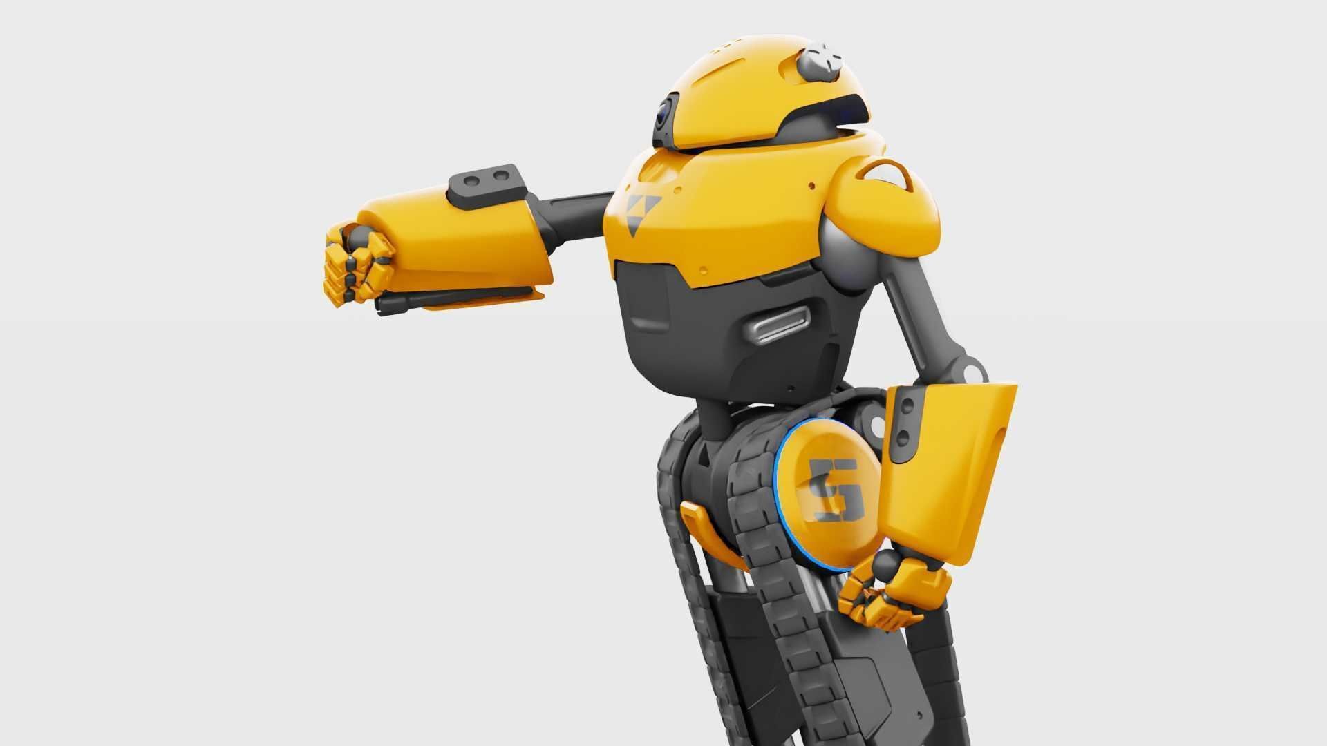 MILITARY BOT C-3000 RIGGED 3D model_3