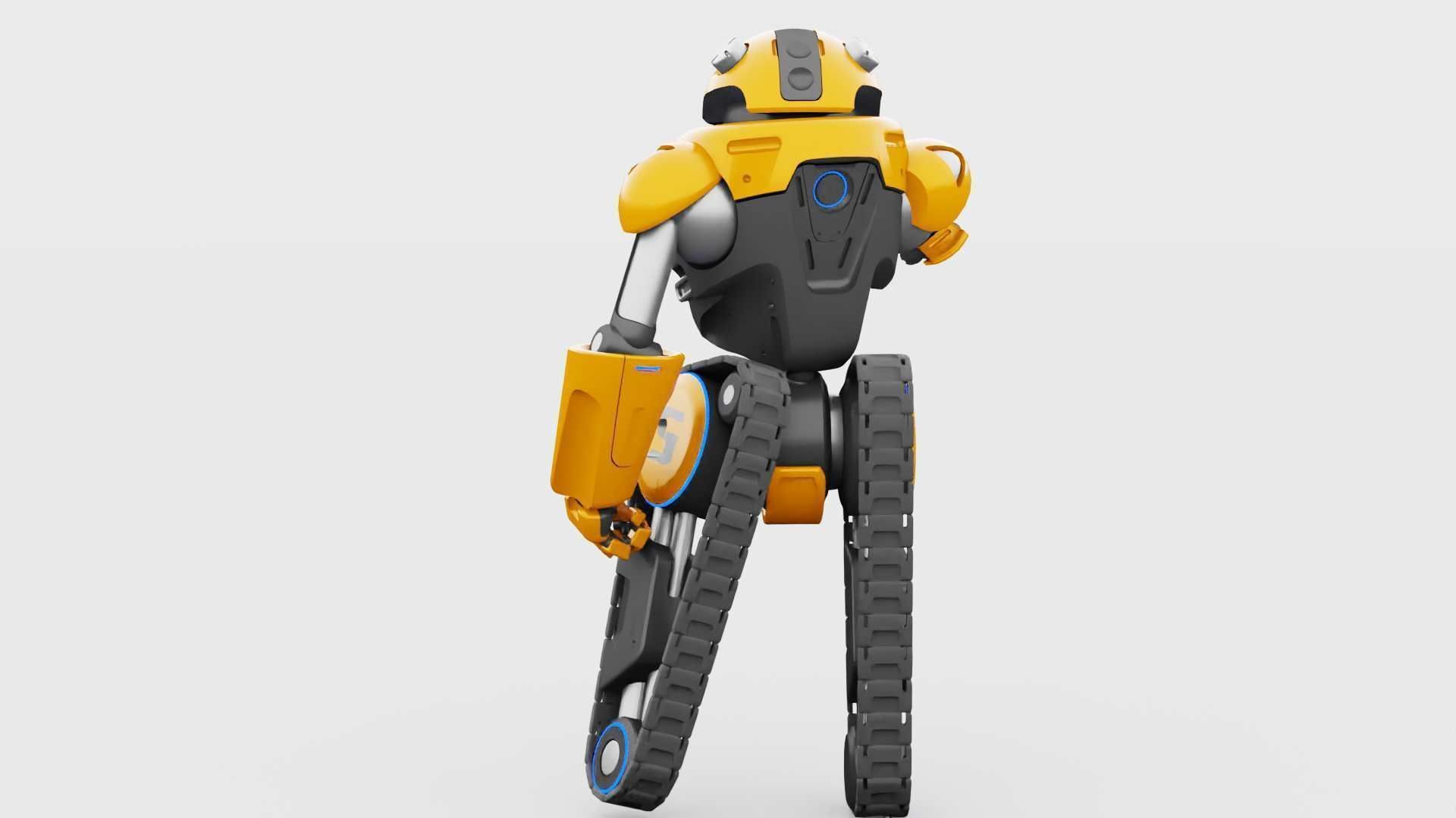 MILITARY BOT C-3000 RIGGED 3D model_8