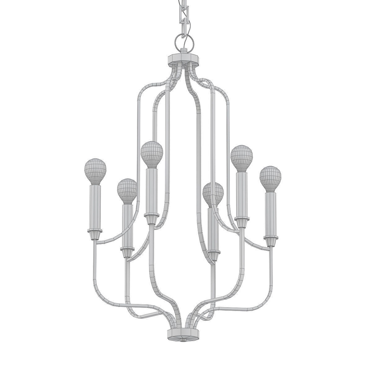 Pendant Light Iron Chandelier 3D model_4