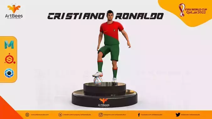 3D Rigged Cristiano Ronaldo Portugal Worldcup 2022 Low-poly 3D model