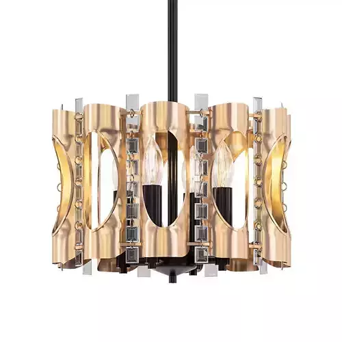 Twilight 4 gold and pendant light fixture 3D model