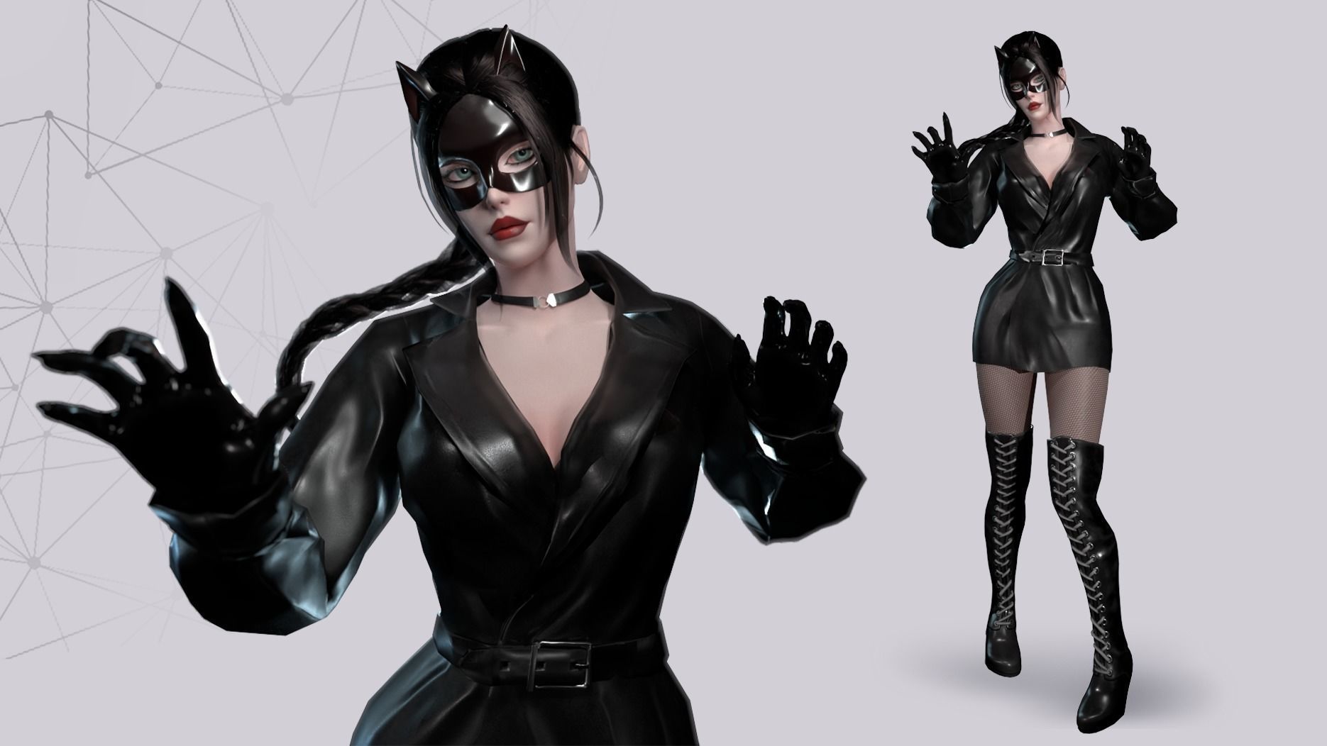 Lady Cat - Game Ready Low-poly 3D model_4