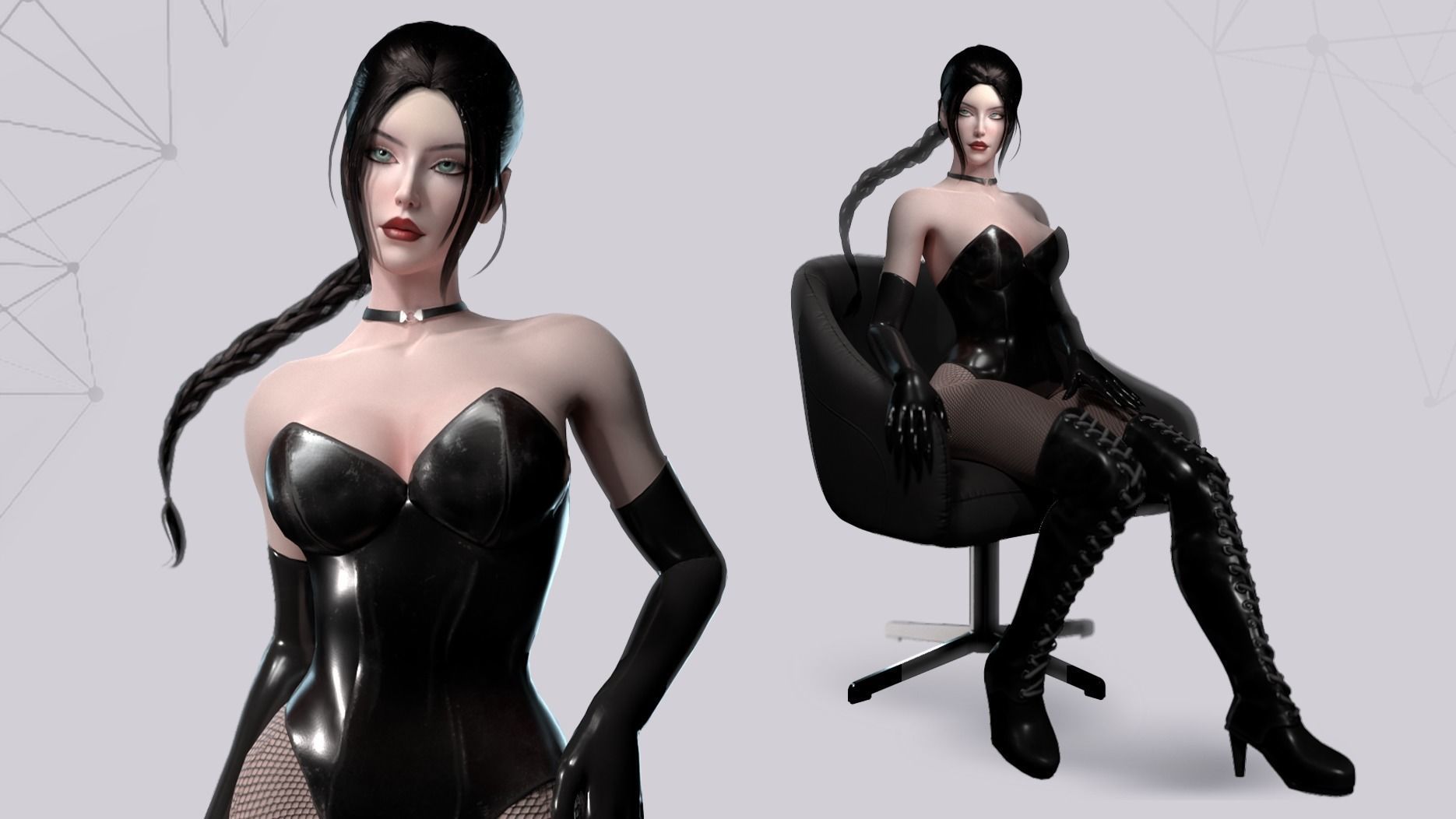 Lady Cat - Game Ready Low-poly 3D model_5