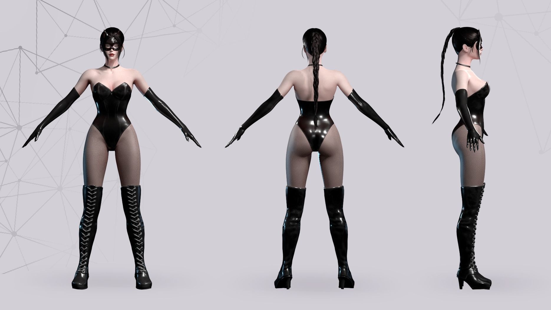 Lady Cat - Game Ready Low-poly 3D model_8