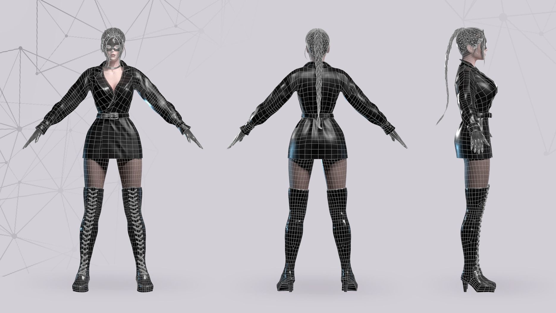 Lady Cat - Game Ready Low-poly 3D model_11