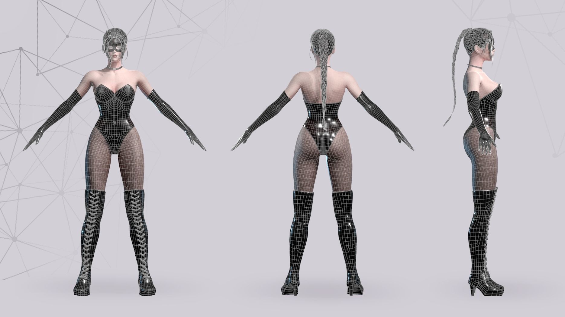 Lady Cat - Game Ready Low-poly 3D model_9