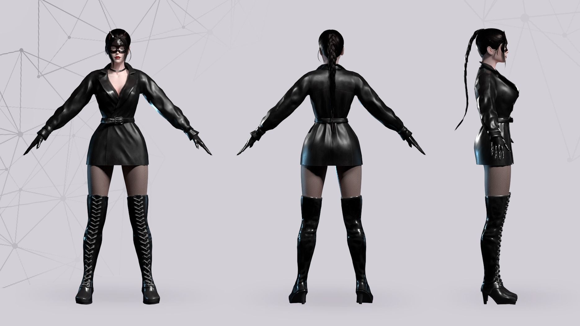 Lady Cat - Game Ready Low-poly 3D model_10