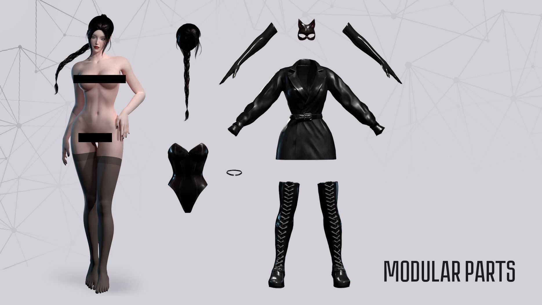 Lady Cat - Game Ready Low-poly 3D model_12