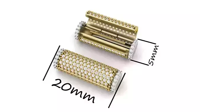 5 mm x 20mm  Round Flip Diamond Lock Box for Chain and Necklace 3D print model