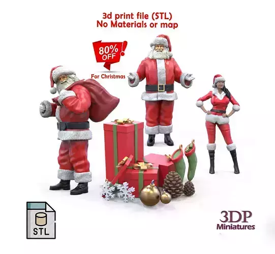 Christmas Collection 3 Santa Claus Christmas tree stuff 3D print model