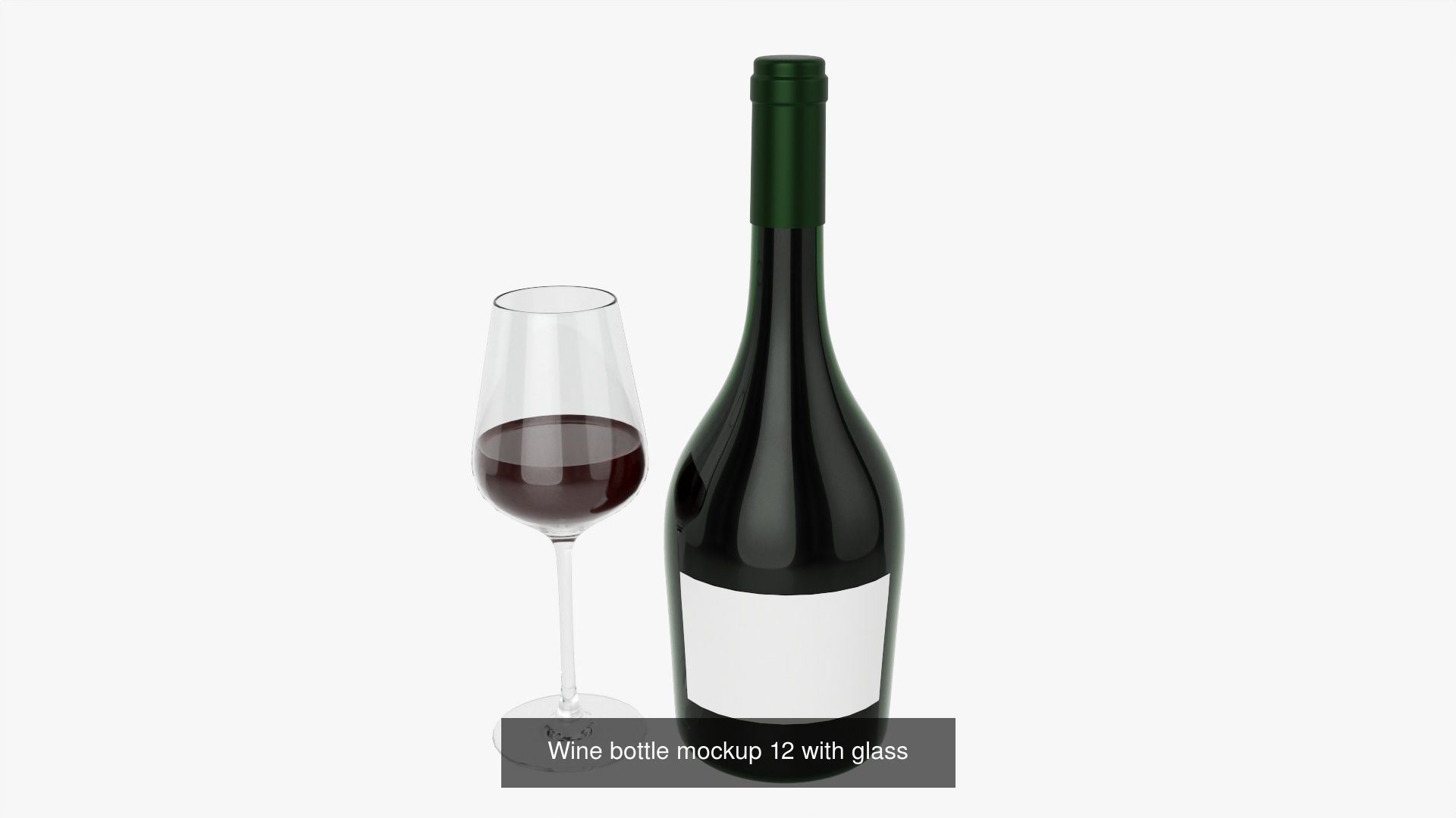 Wine bottles with glass for mockup 3D Model Collection_4