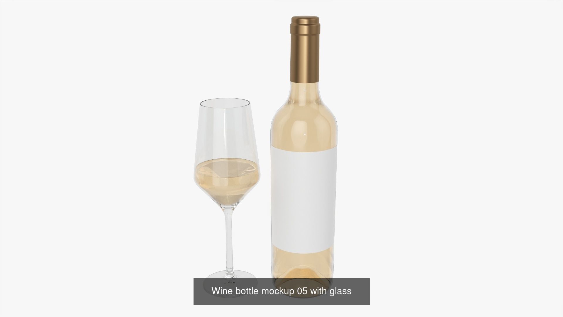 Wine bottles with glass for mockup 3D Model Collection_2