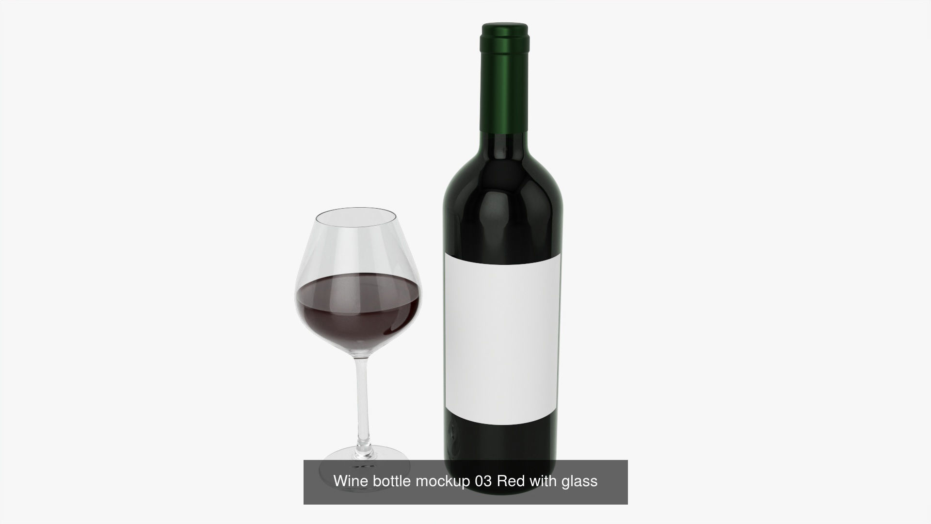 Wine bottles with glass for mockup 3D Model Collection_1