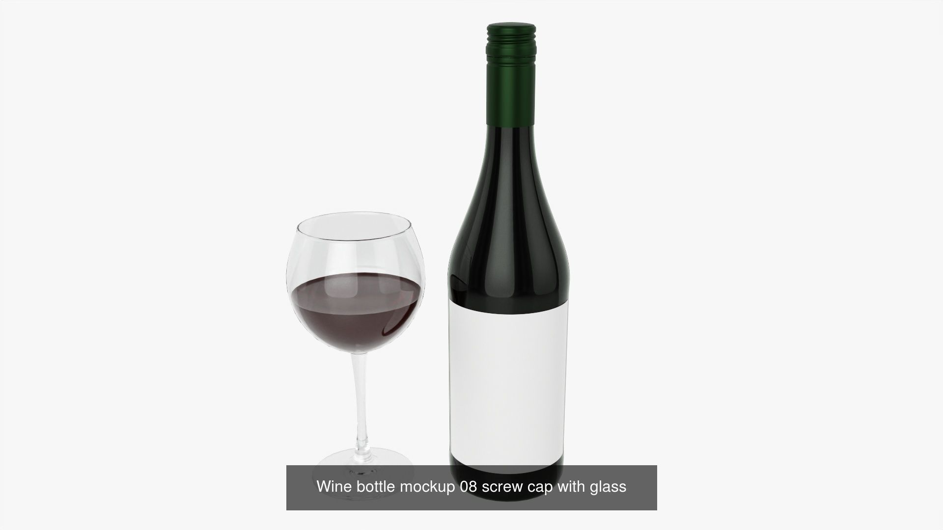 Wine bottles with glass for mockup 3D Model Collection_3