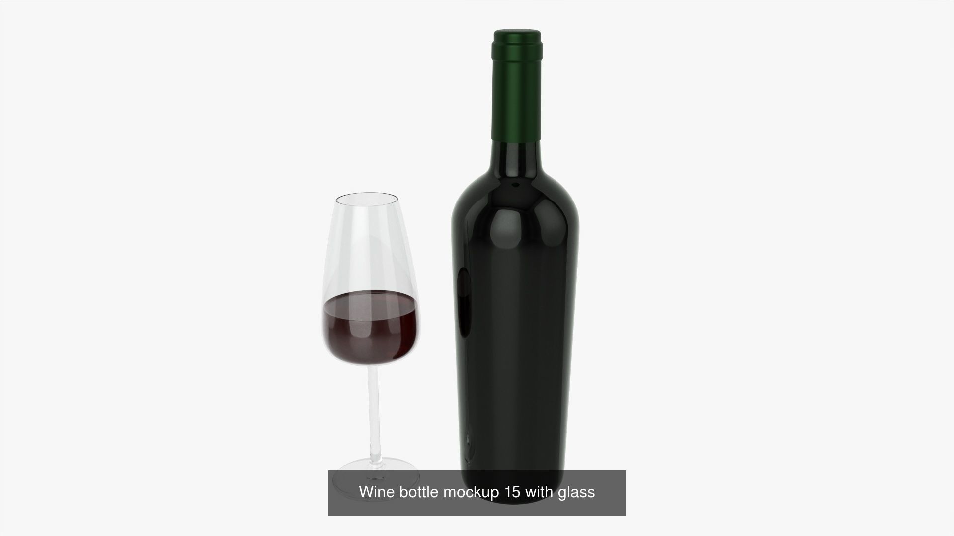 Wine bottles with glass for mockup 3D Model Collection_5