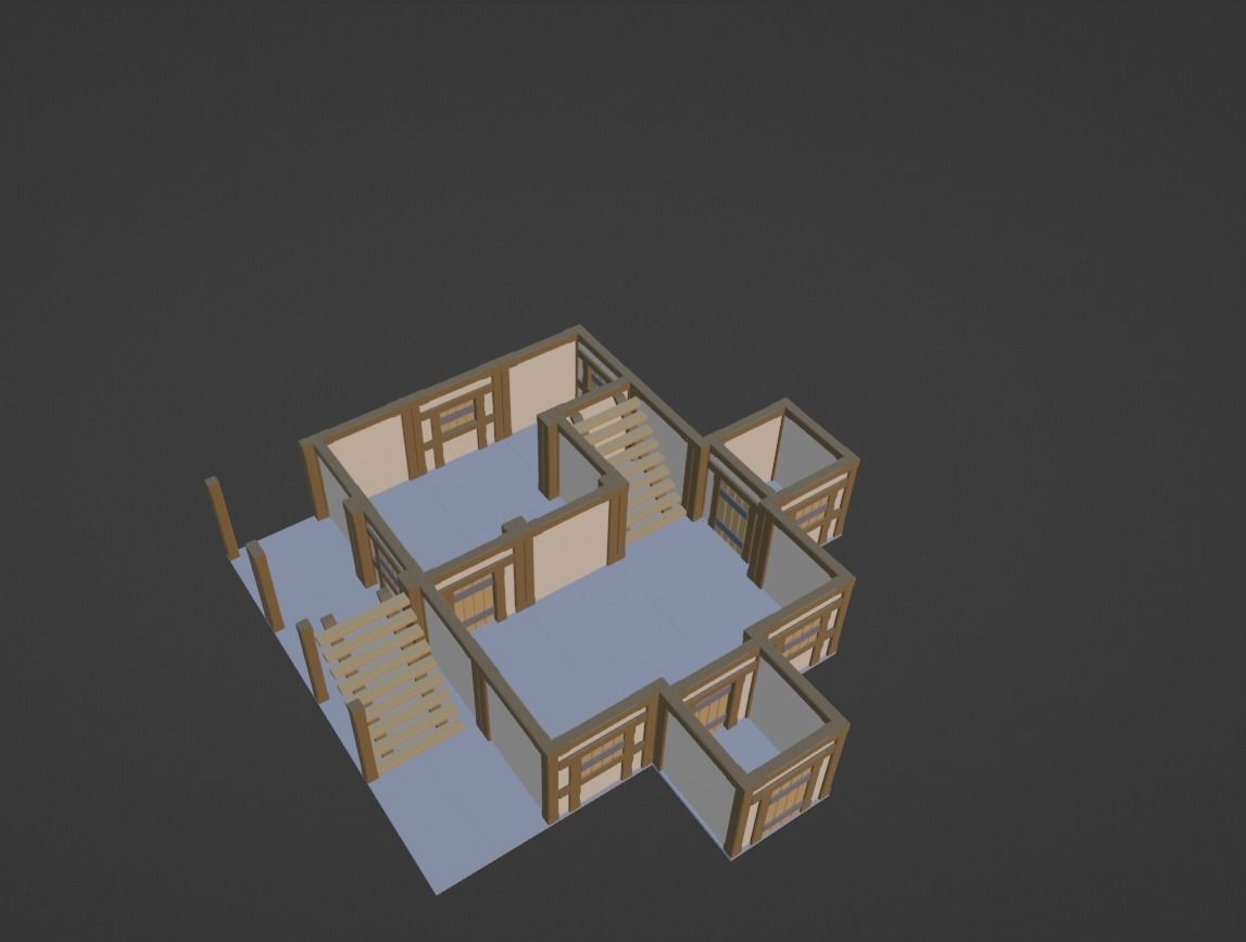 Low Poly Modular Building Low-poly 3D model_3