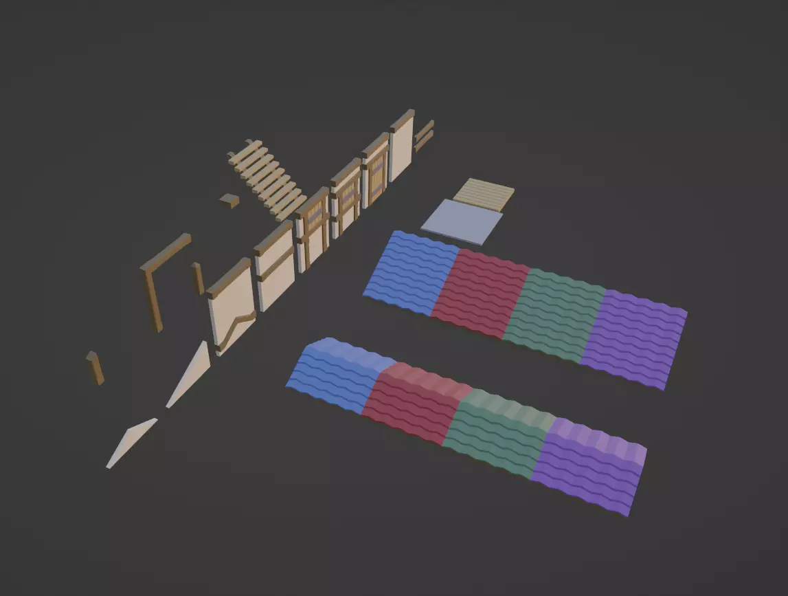 Low Poly Modular Building Low-poly 3D model_0