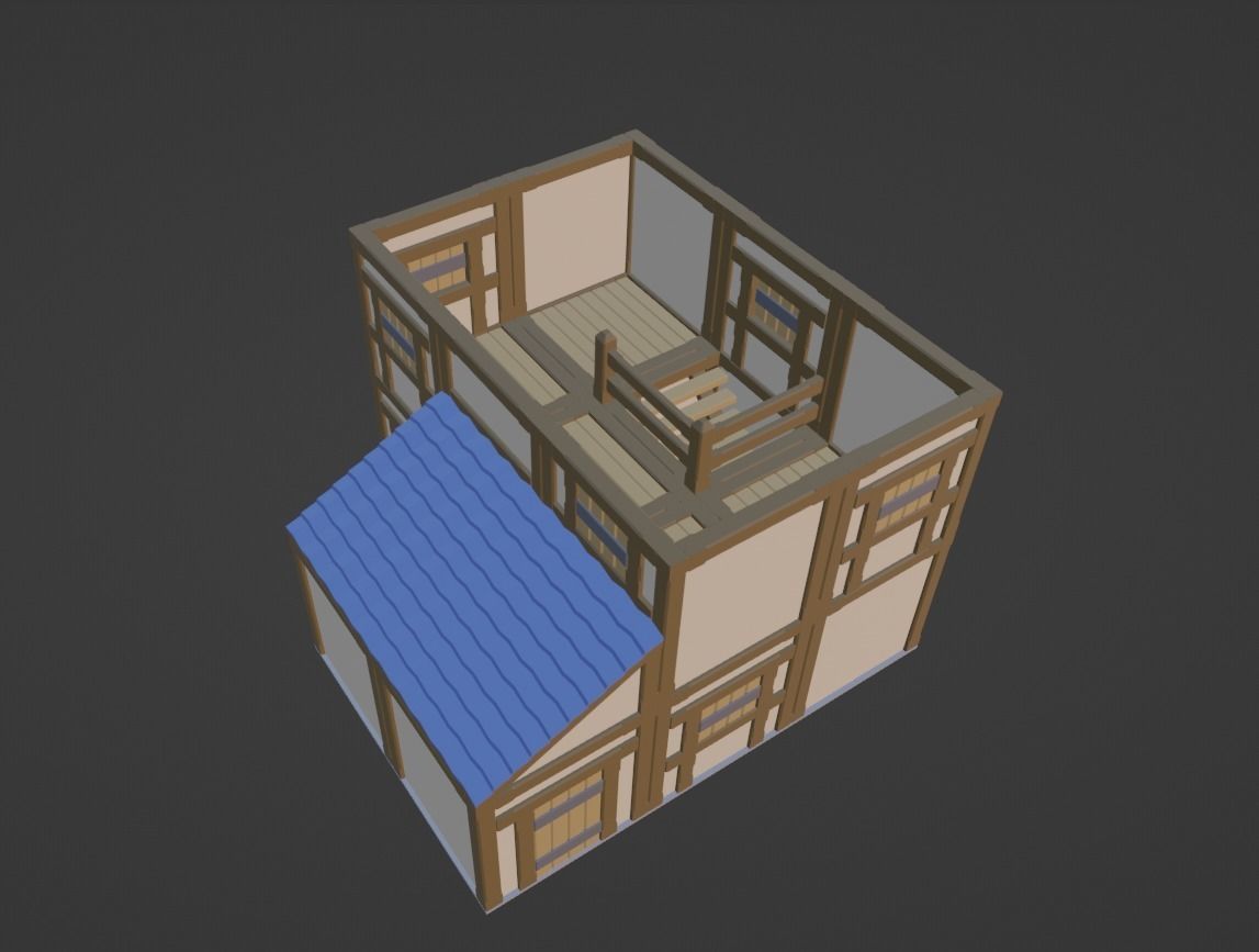 Low Poly Modular Building Low-poly 3D model_8