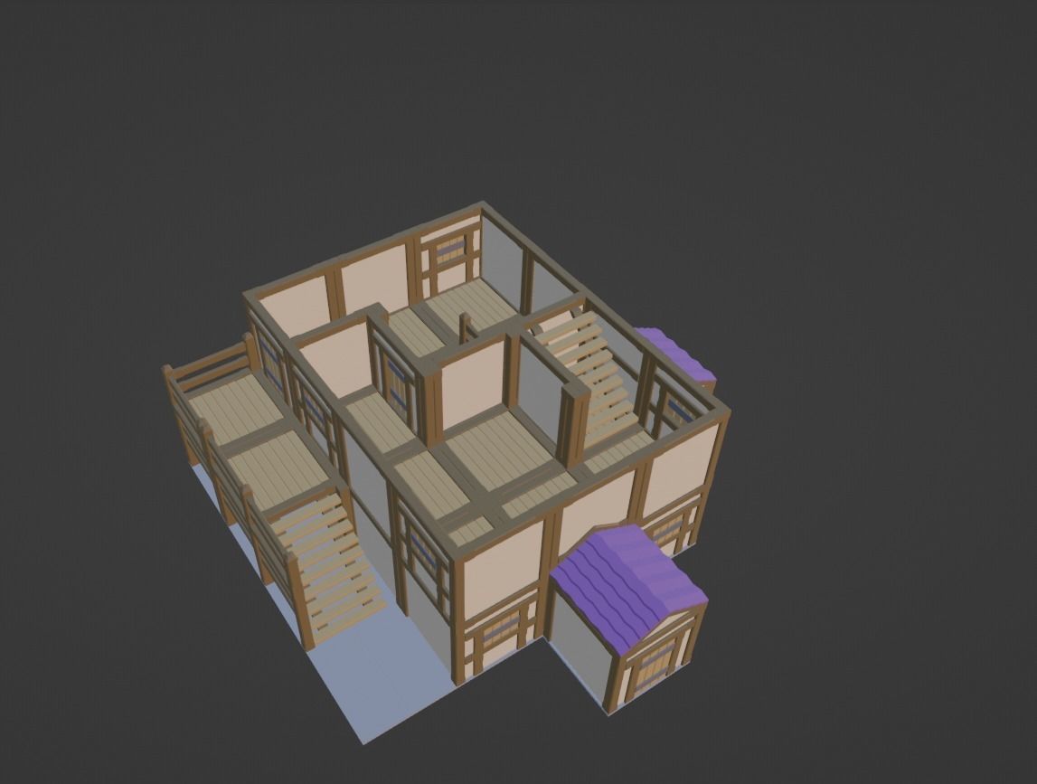 Low Poly Modular Building Low-poly 3D model_4