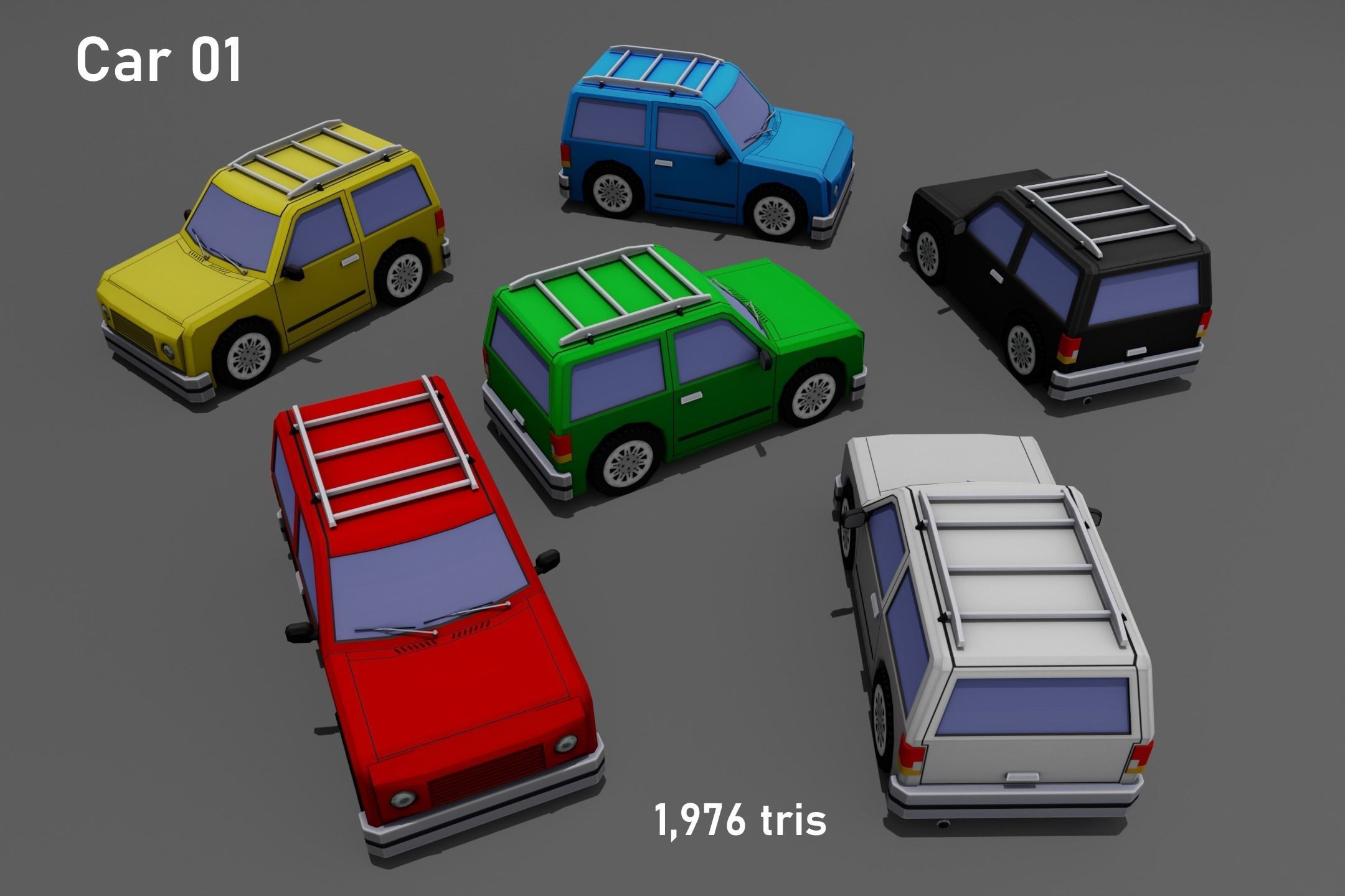 Low poly vehicle pack 01 Low-poly 3D model_1