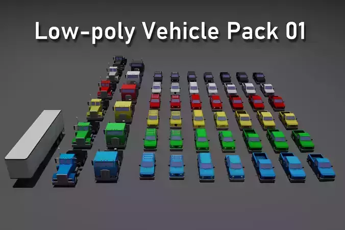 Low poly vehicle pack 01 Low-poly 3D model