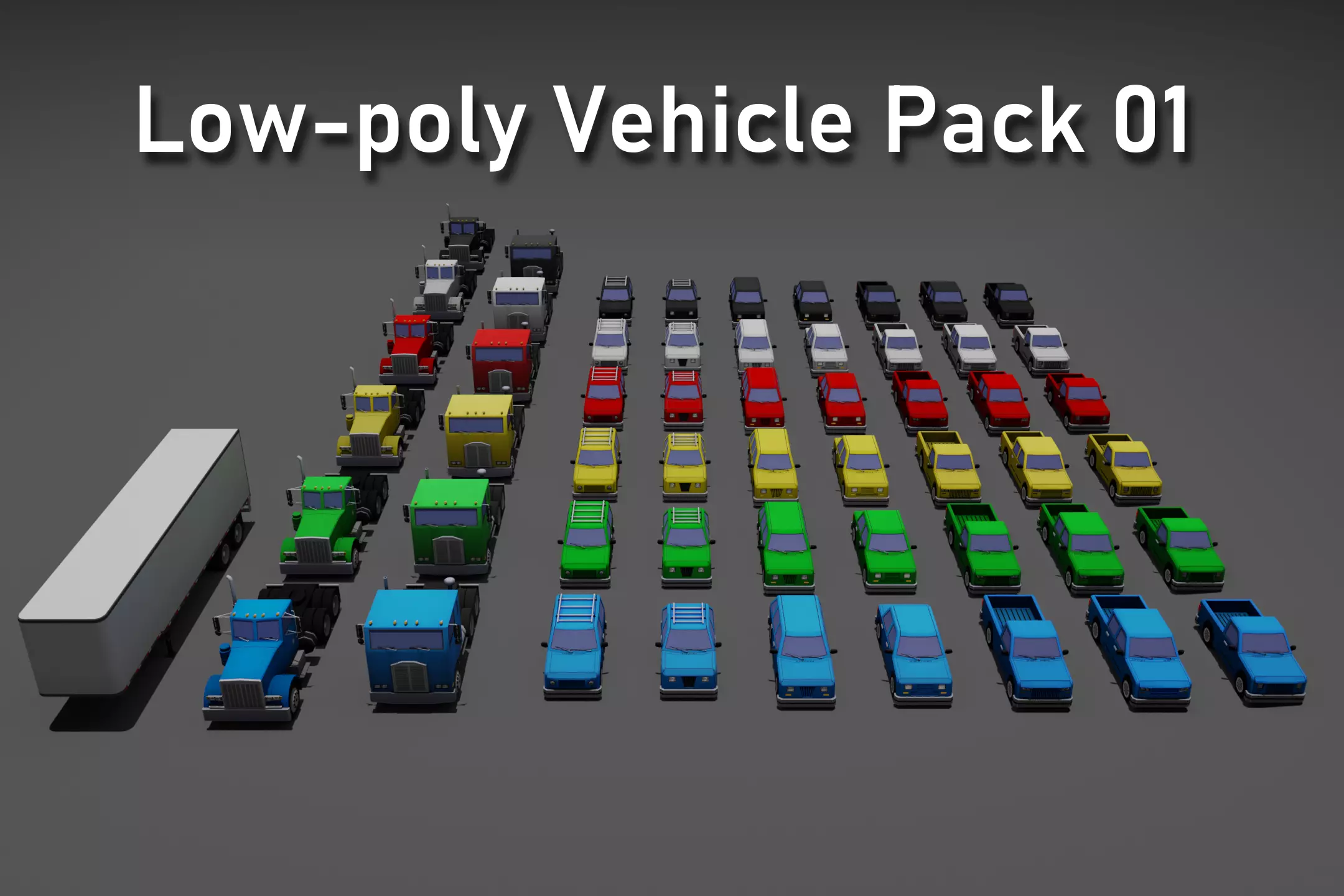 Low poly vehicle pack 01 Low-poly 3D model_0