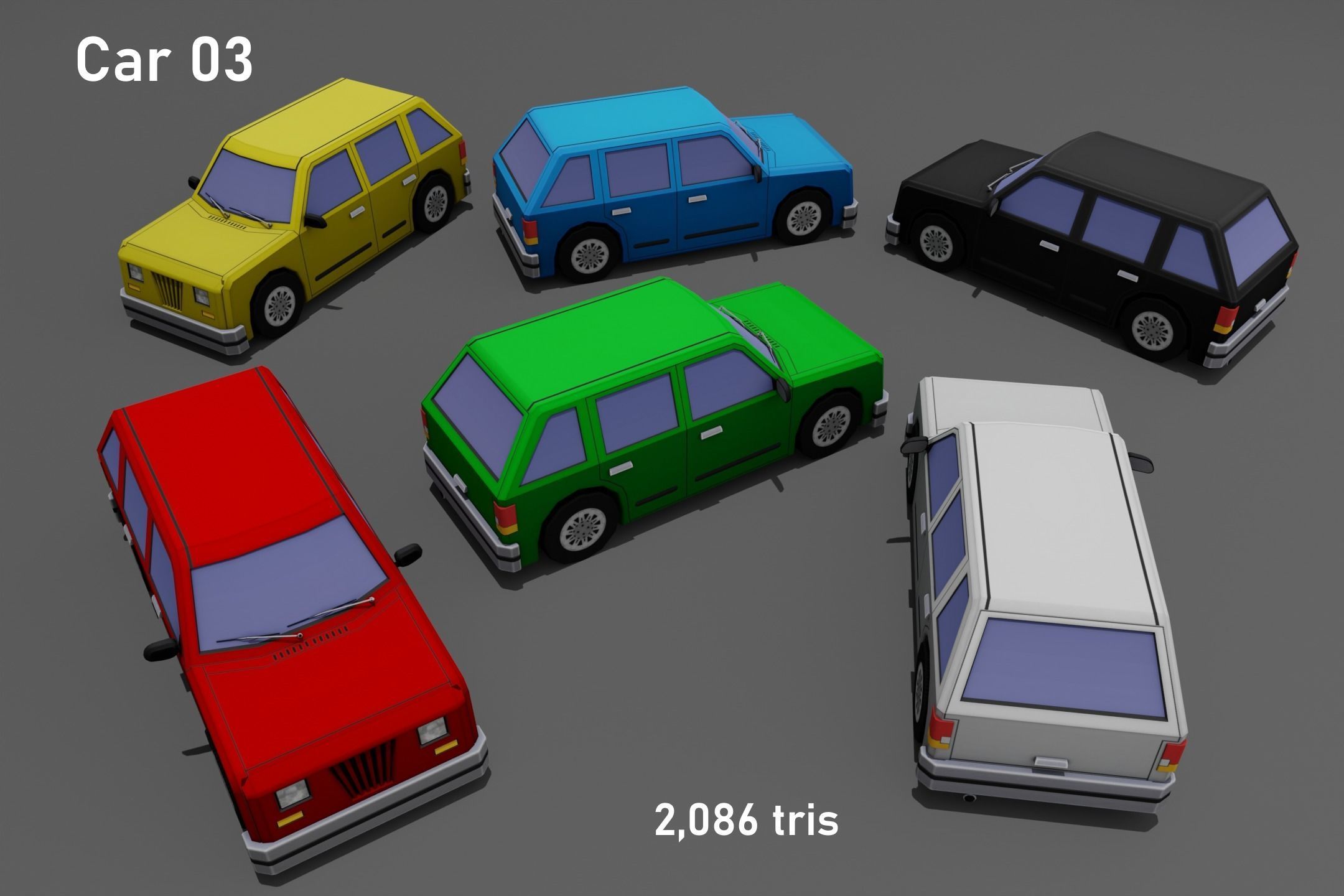 Low poly vehicle pack 01 Low-poly 3D model_3