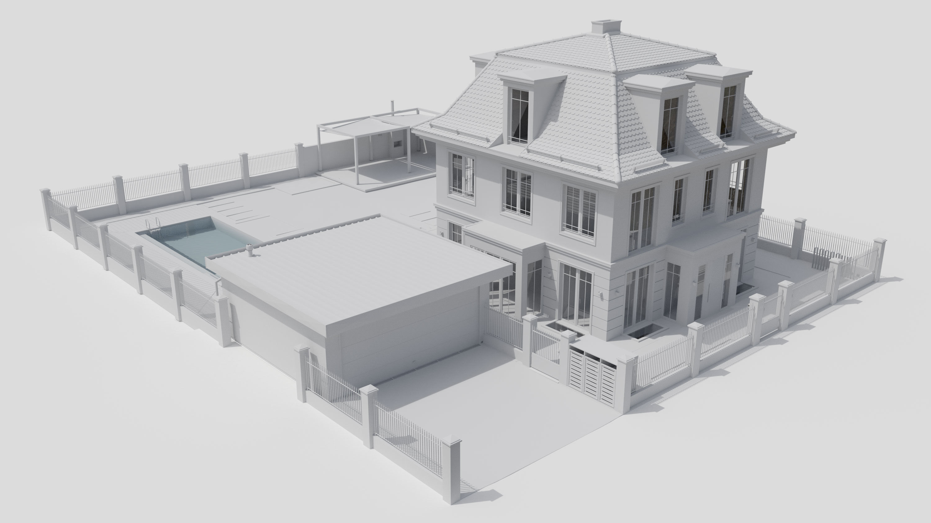 Urban Villa RAW for Cinema 4D  3D model_11