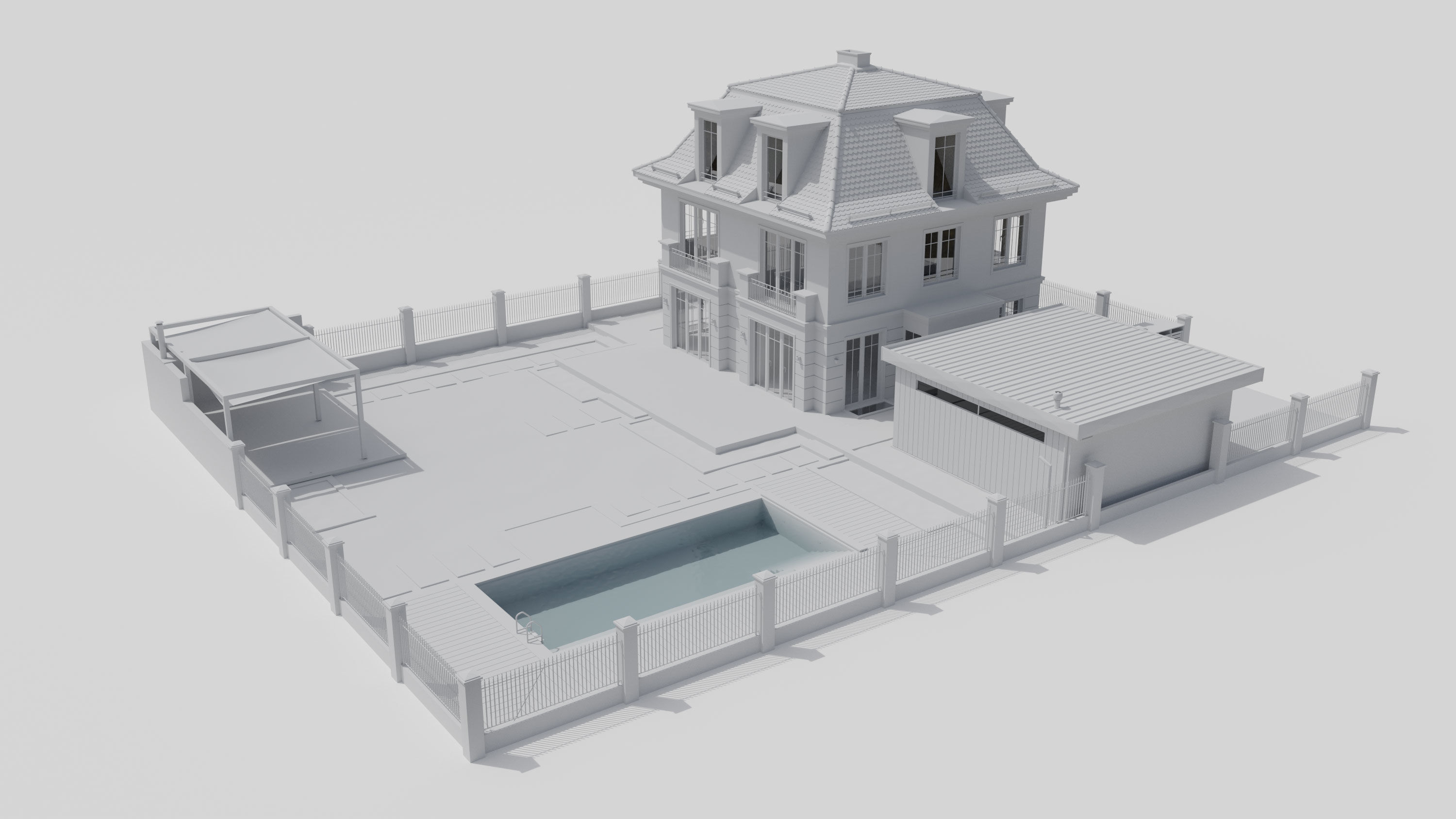 Urban Villa RAW for Cinema 4D  3D model_12