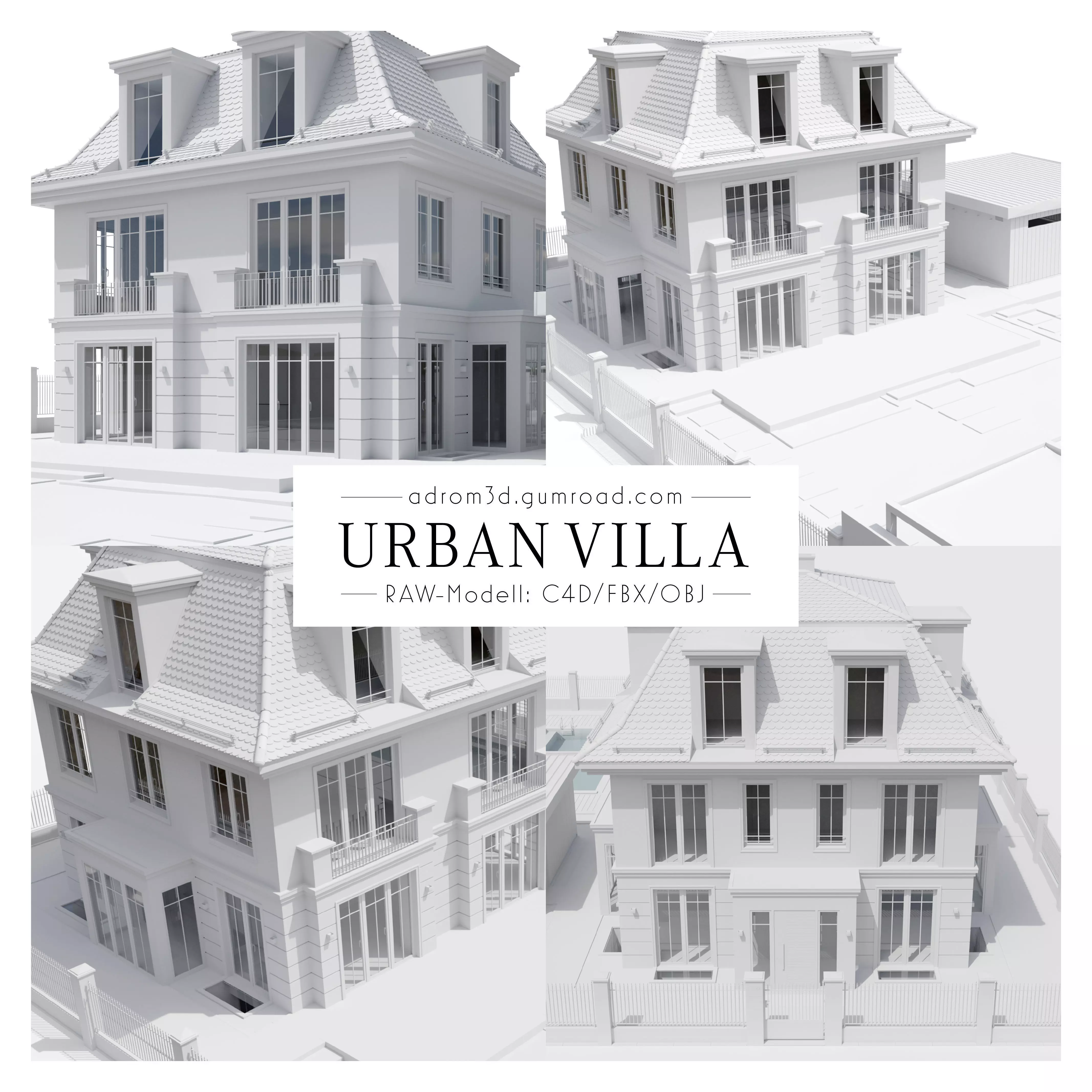 Urban Villa RAW for Cinema 4D  3D model_0
