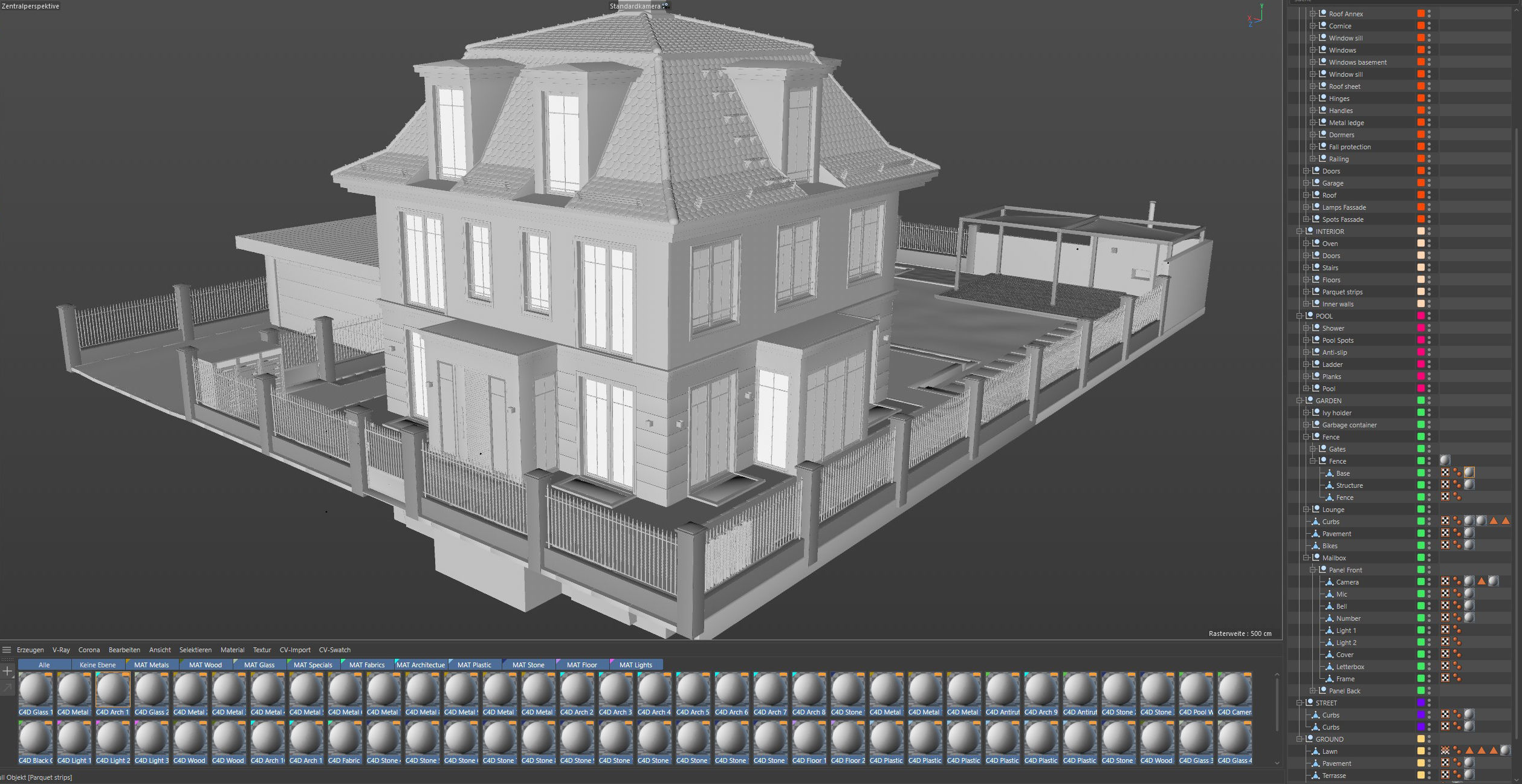 Urban Villa RAW for Cinema 4D  3D model_5
