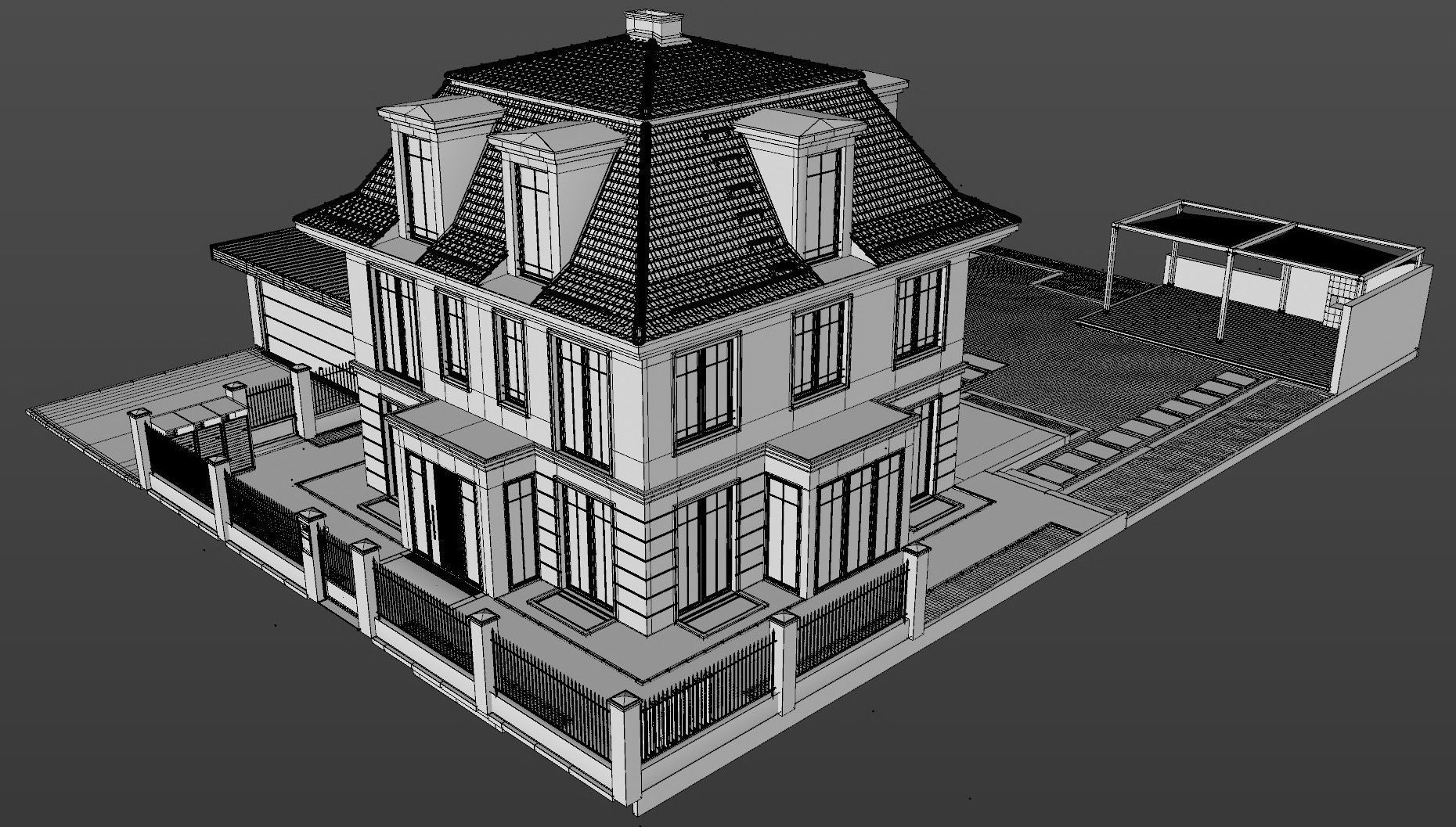 Urban Villa RAW for Cinema 4D  3D model_4
