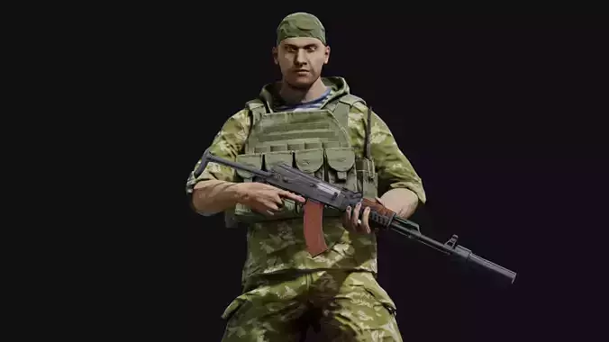 Spetsnaz Soldier Low-poly 3D model