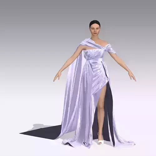 DRESS LILAC ASYMETRIC NECKLINE DRAPED