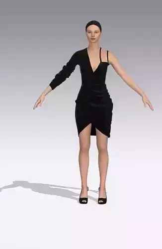 DRESS ONE SHOULDER AND STRAP DETAIL  HEART NECKLINE  