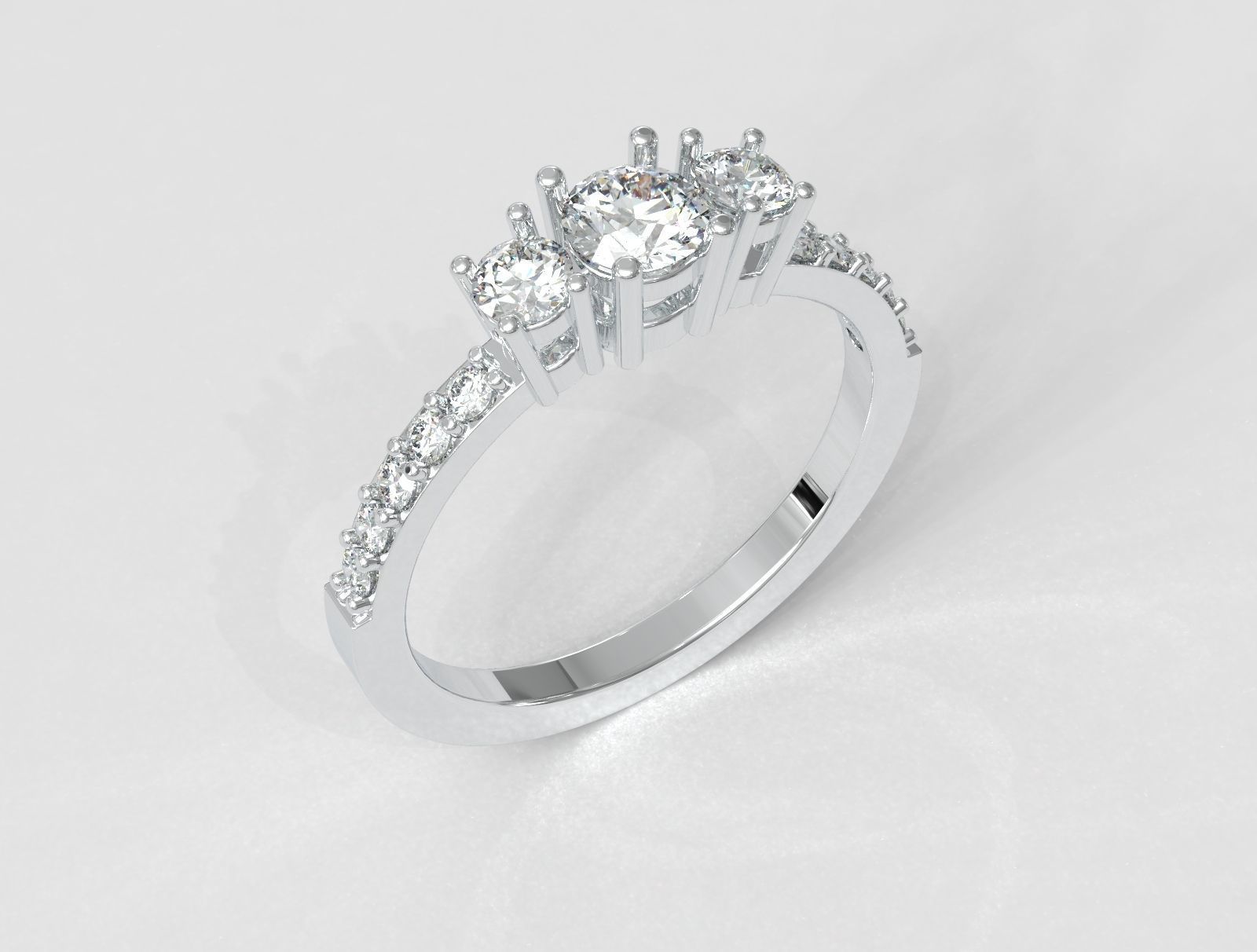 3 Stones Ring 3D print model_1