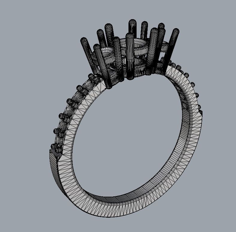 3 Stones Ring 3D print model_11