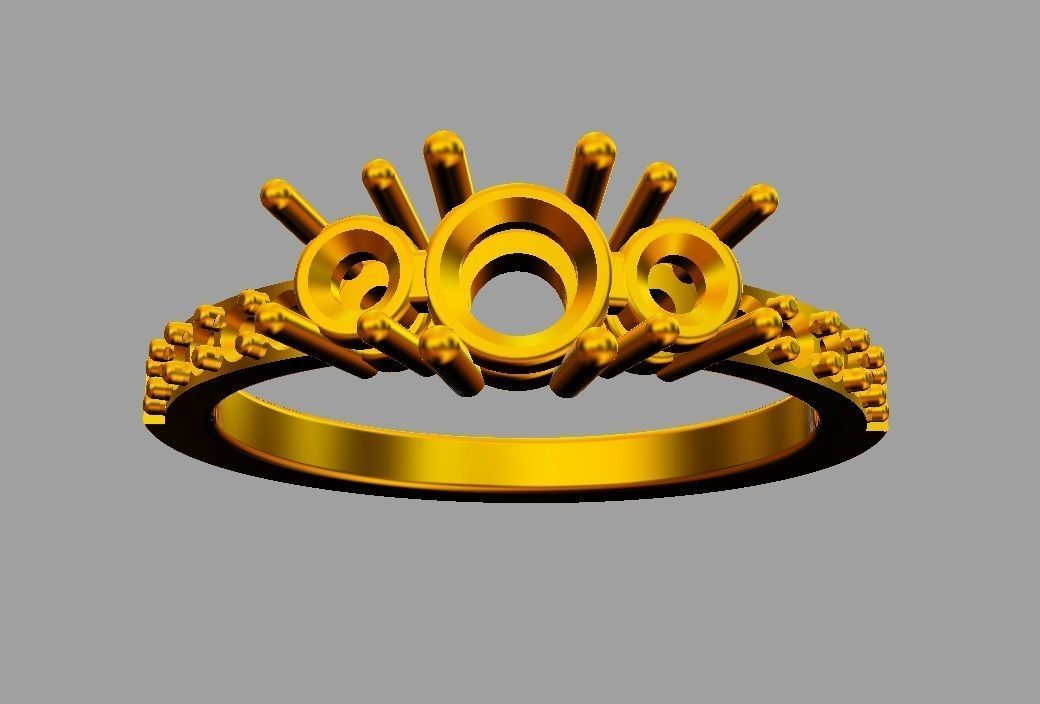 3 Stones Ring 3D print model_8