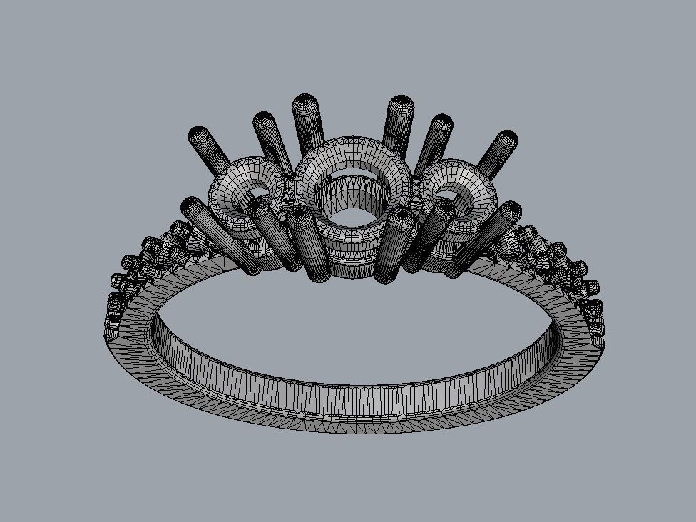 3 Stones Ring 3D print model_10