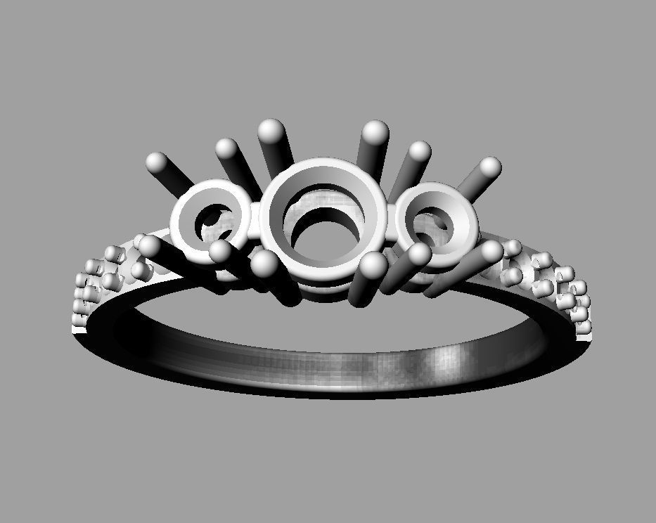 3 Stones Ring 3D print model_13