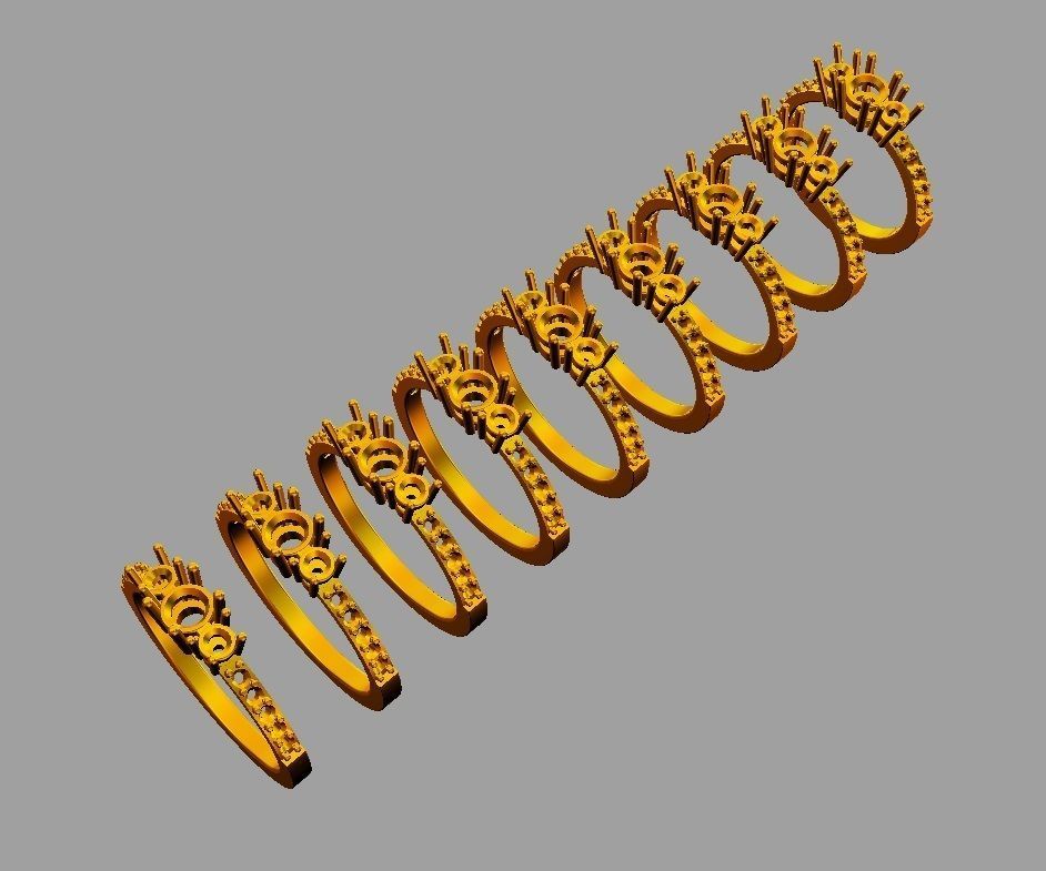 3 Stones Ring 3D print model_4