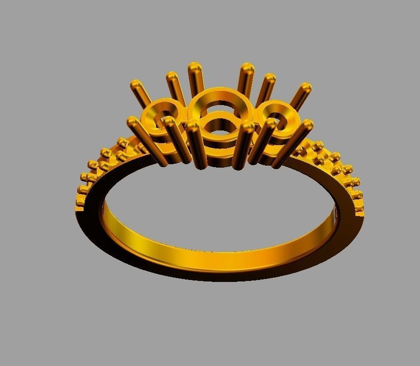 3 Stones Ring 3D print model_5