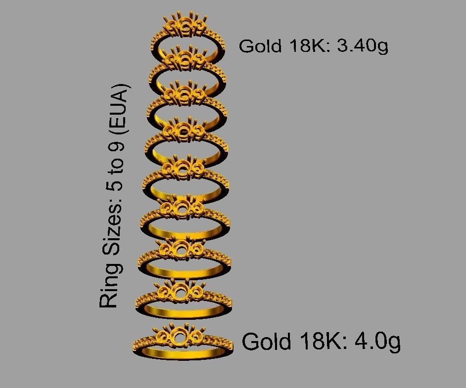 3 Stones Ring 3D print model_3