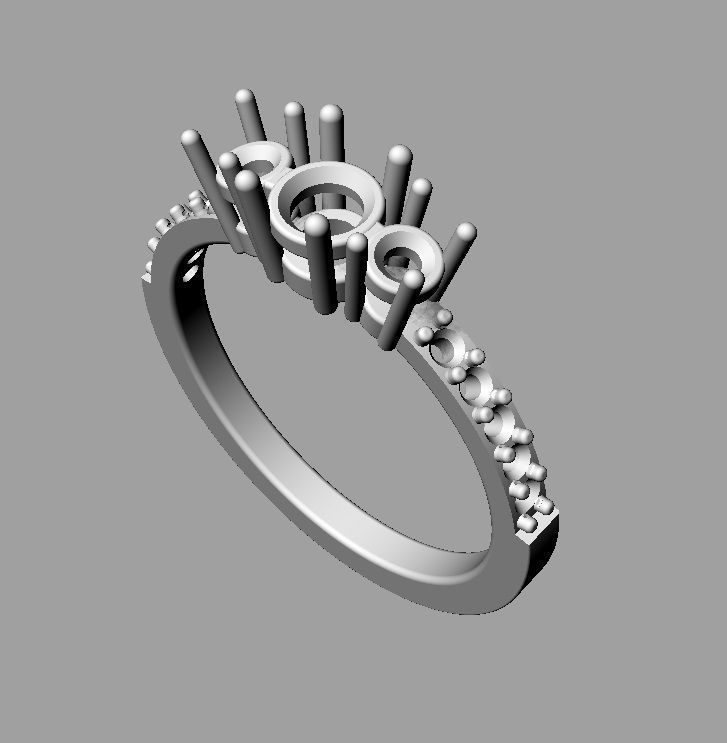 3 Stones Ring 3D print model_16