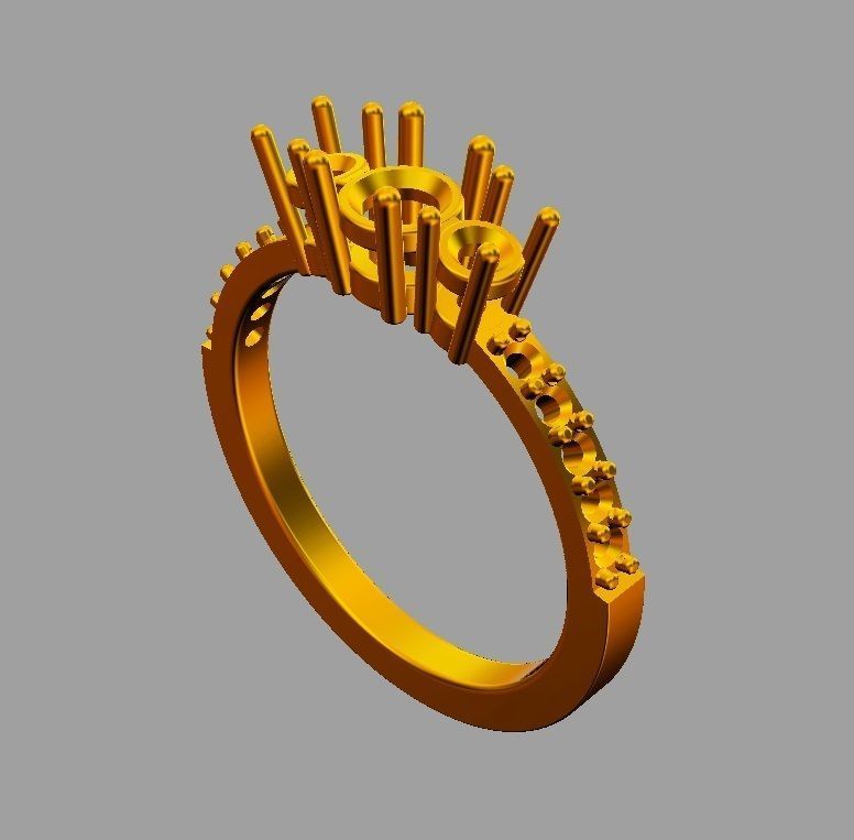 3 Stones Ring 3D print model_9