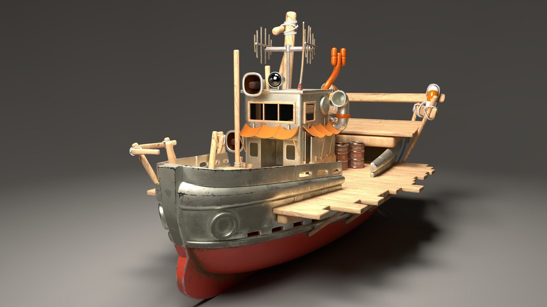 Boat 3d Model with substance painter texturing Low-poly 3D model_10