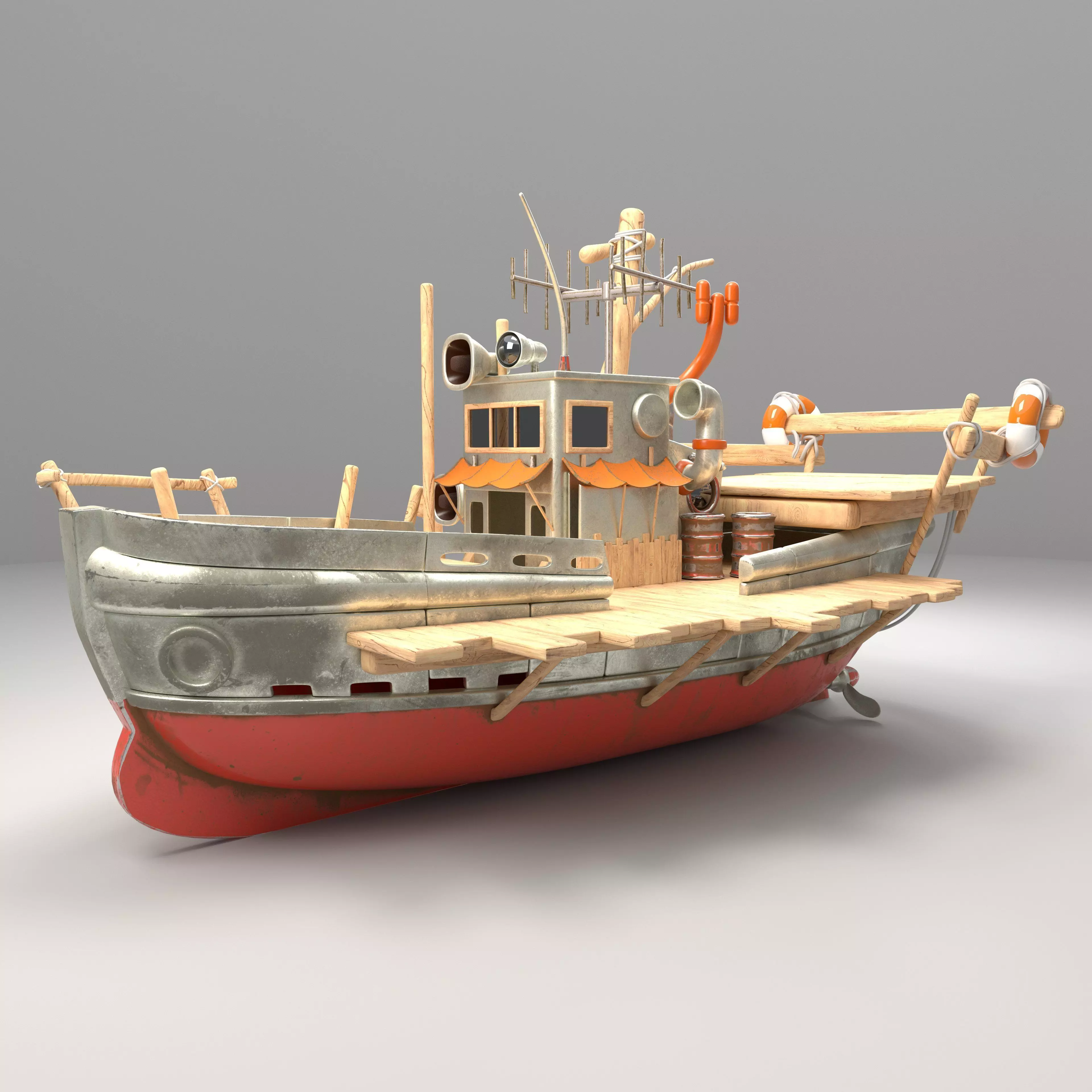 Boat 3d Model with substance painter texturing Low-poly 3D model_0