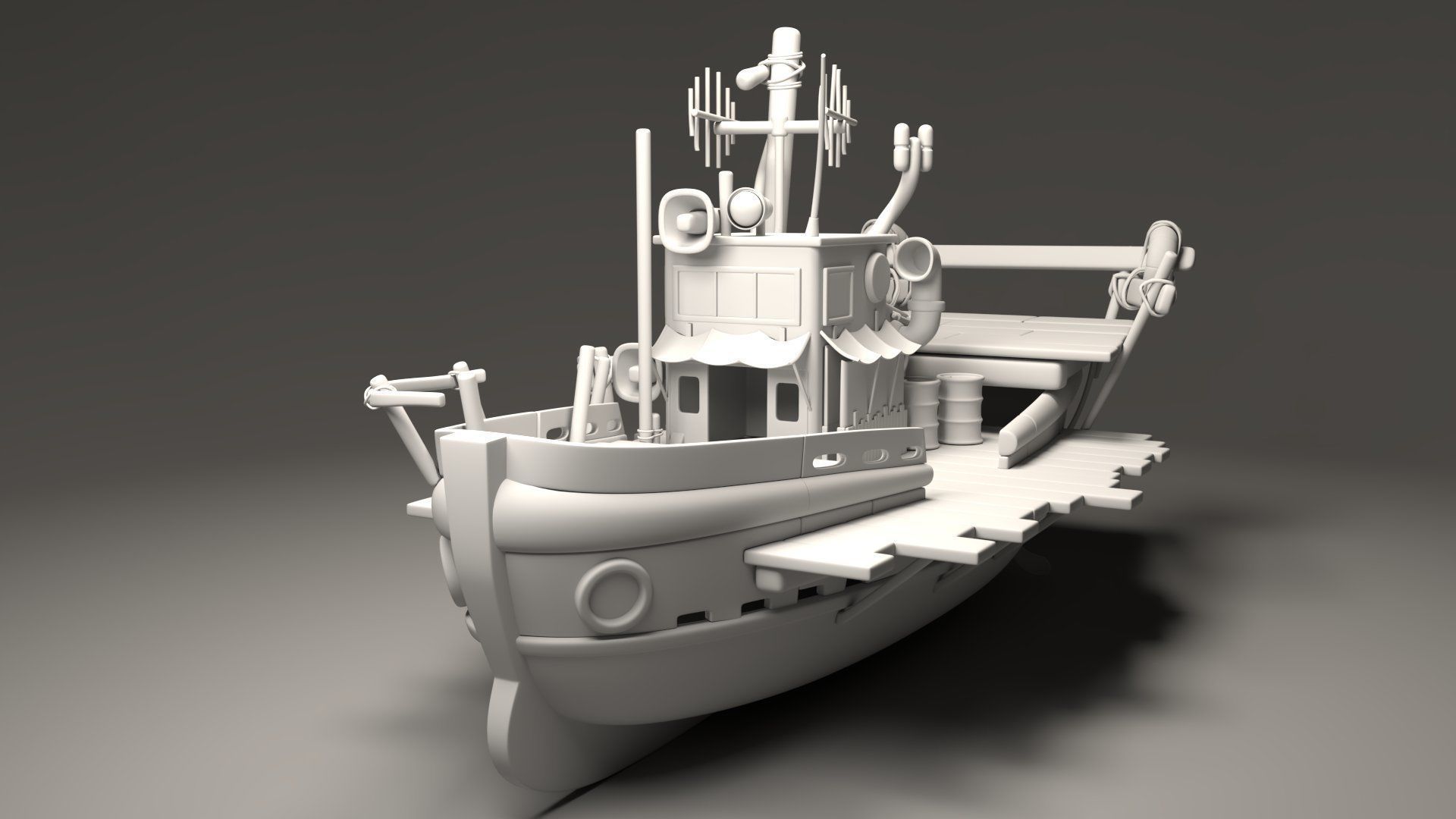 Boat 3d Model with substance painter texturing Low-poly 3D model_9