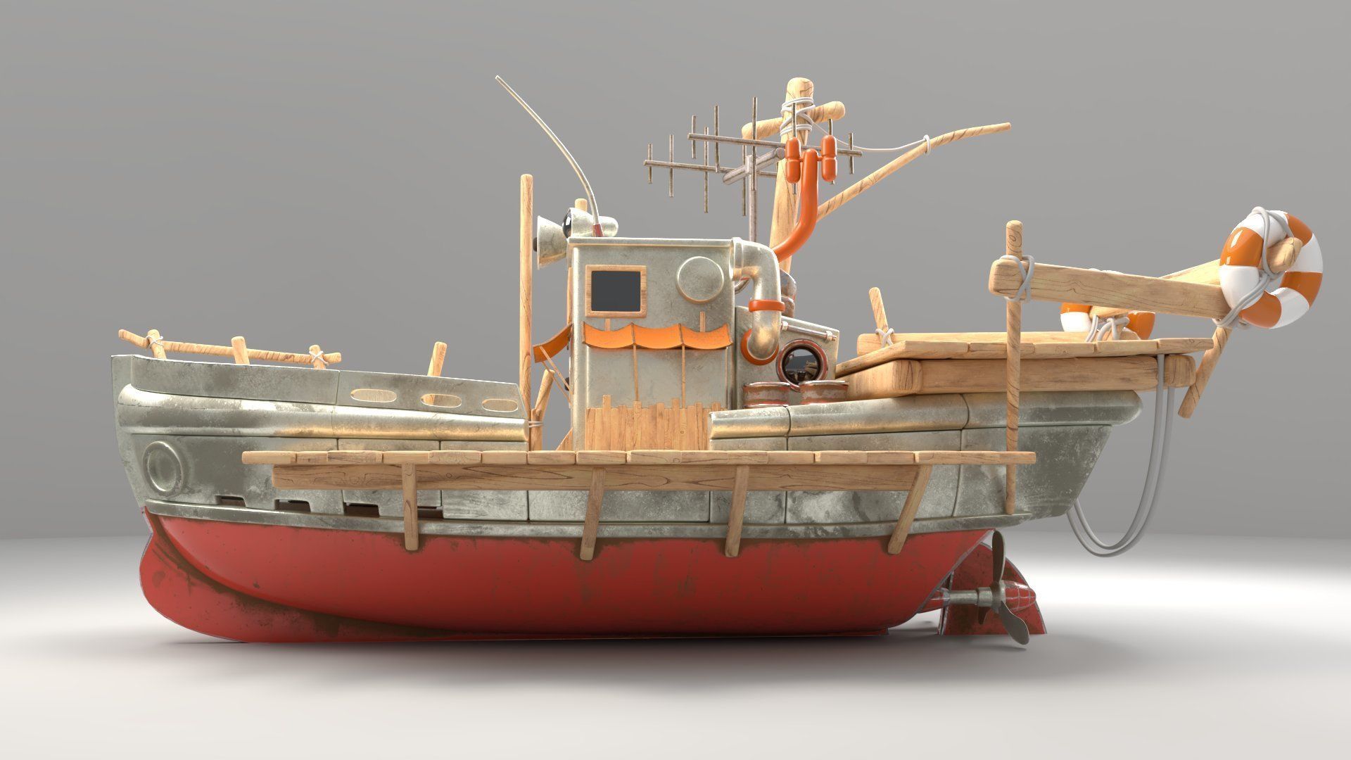 Boat 3d Model with substance painter texturing Low-poly 3D model_12