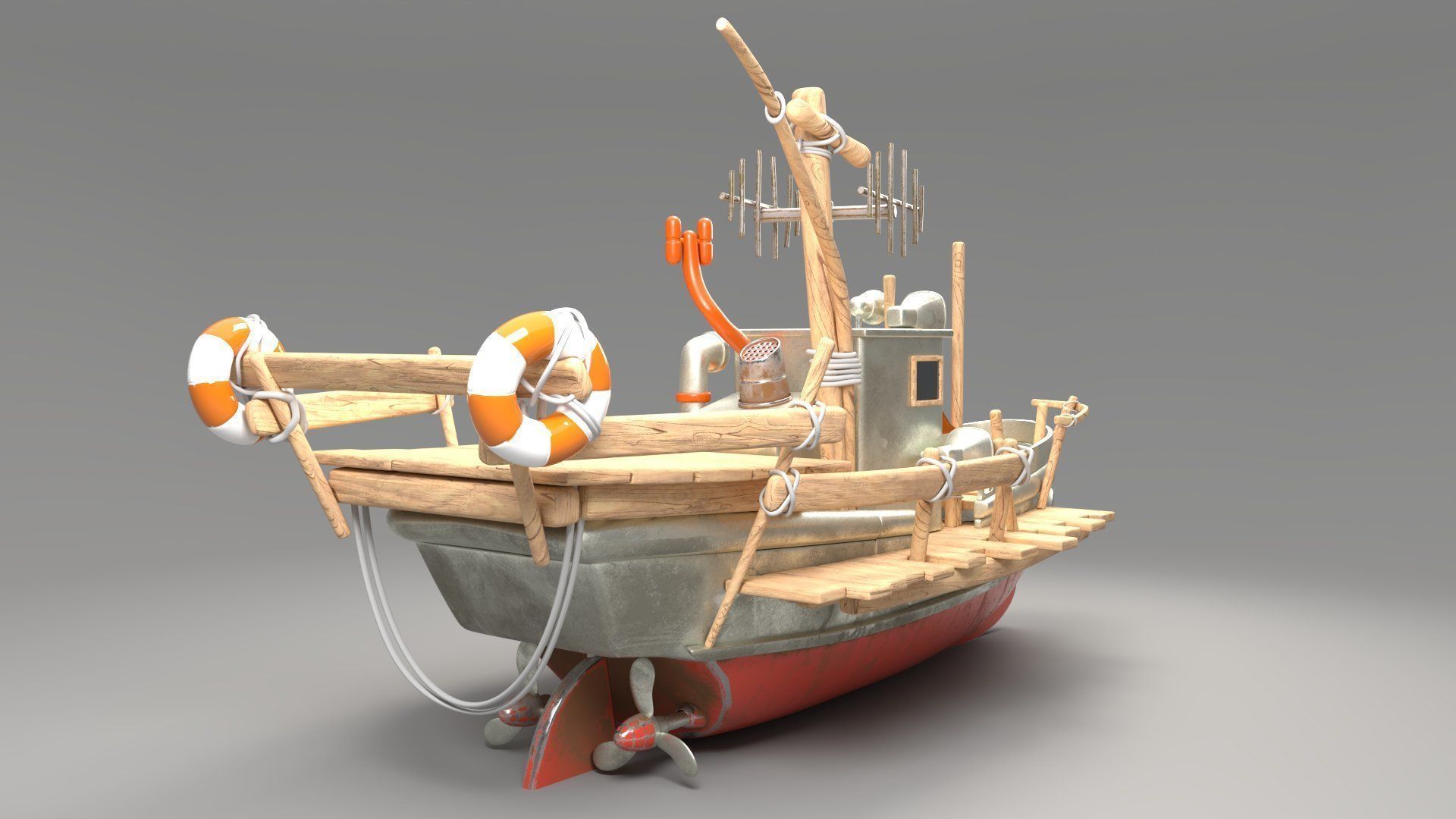 Boat 3d Model with substance painter texturing Low-poly 3D model_6